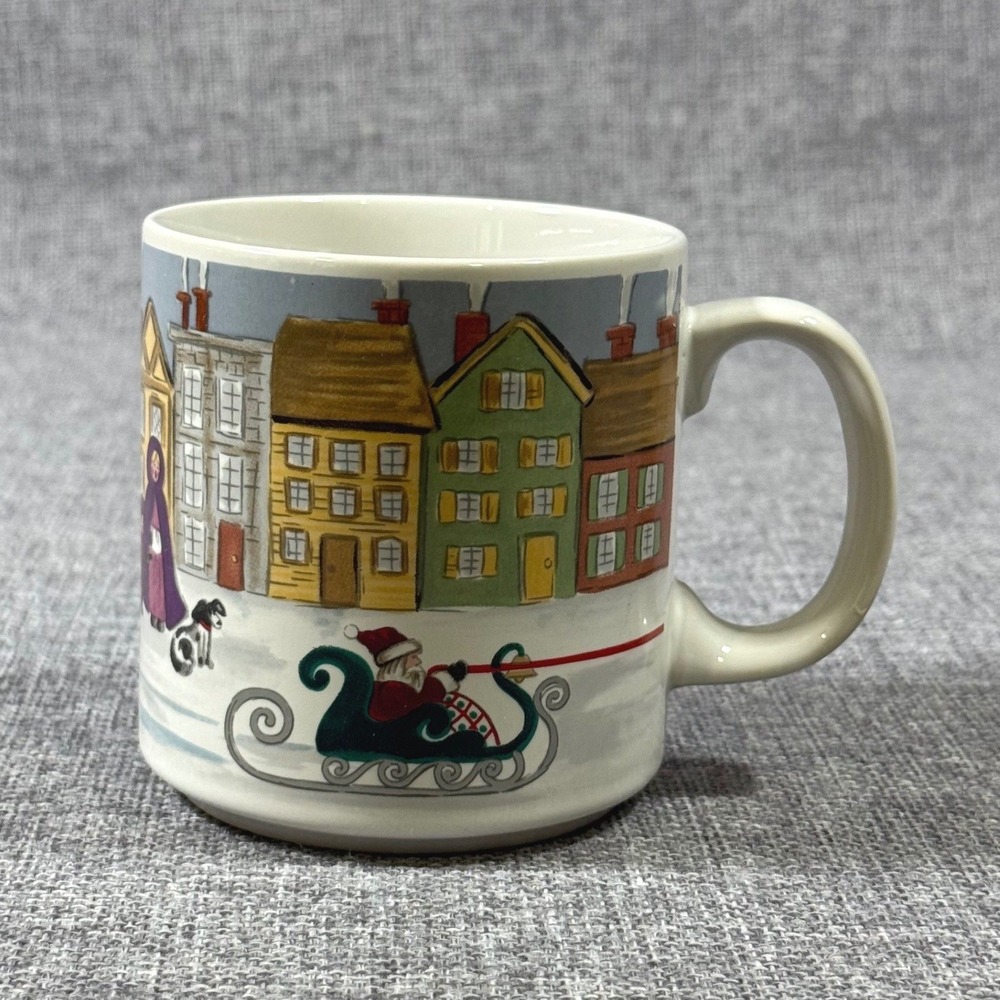 VTG Grant Howard Christmas Village Mug Santa Sleigh Bakery Ceramic Holiday Decor